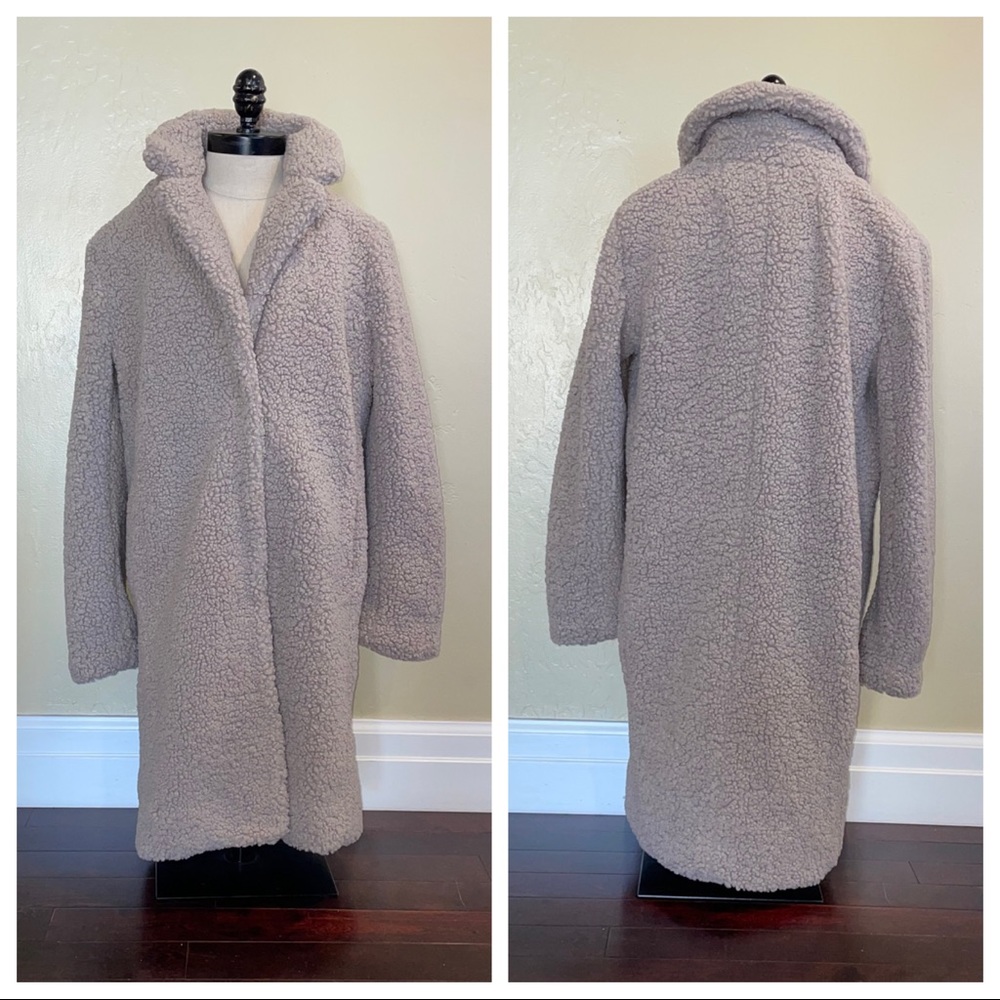 J Crew Teddy Sherpa Topcoat Nantucket Fog Size Medium